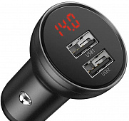 Автомобильное зарядное устройство Baseus Digital Display Dual USB 4.8A 24W Car Charger (VCBXA-S) (CCBX-0G) 